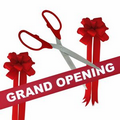Grand Opening Kit-25" Ceremonial Scissors, Ribbon, Bows (Silver/Red)